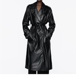 Zara NWt Belted Leather Trench